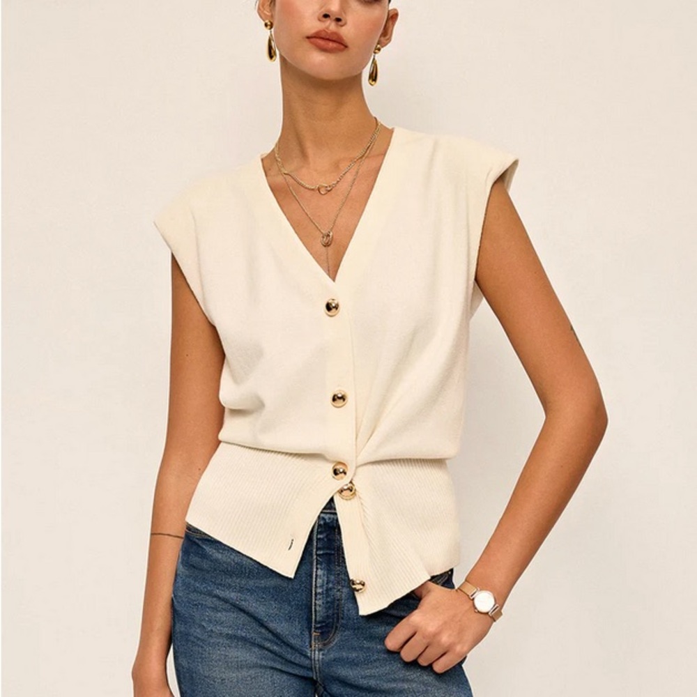 Commense asymmetric two way wear knit vest - xl